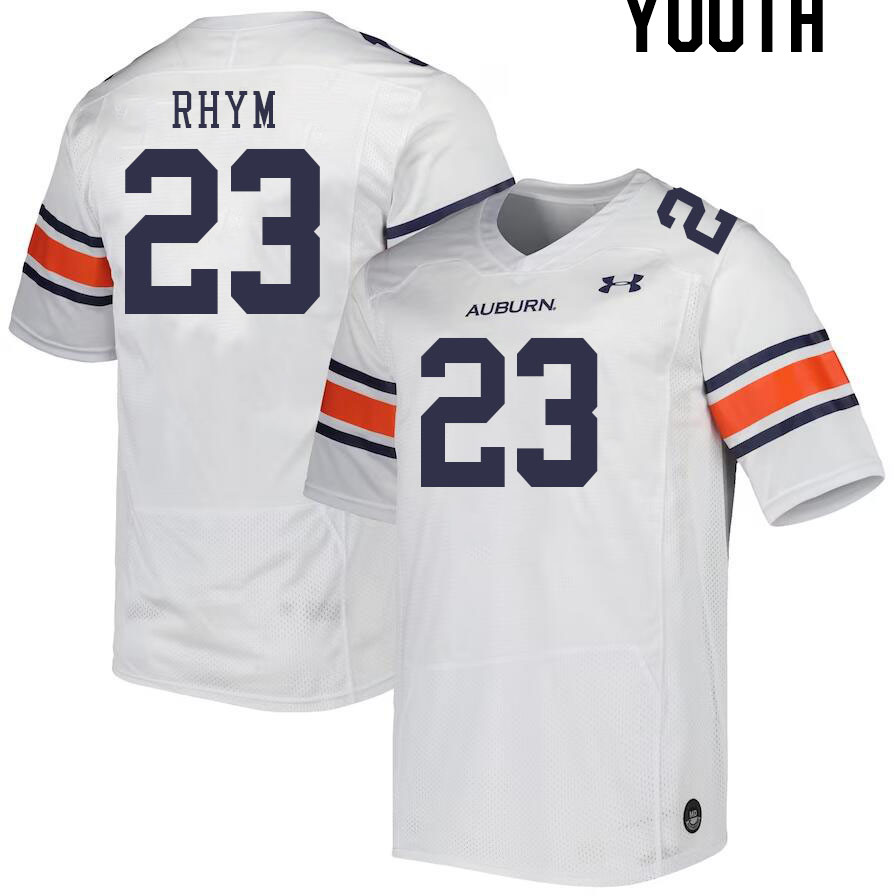 Youth #23 J.D. Rhym Auburn Tigers College Football Jerseys Stitched-White